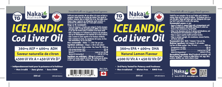 Naka Lemon Flavoured Icelandic Cod Liver Oil (500ml)