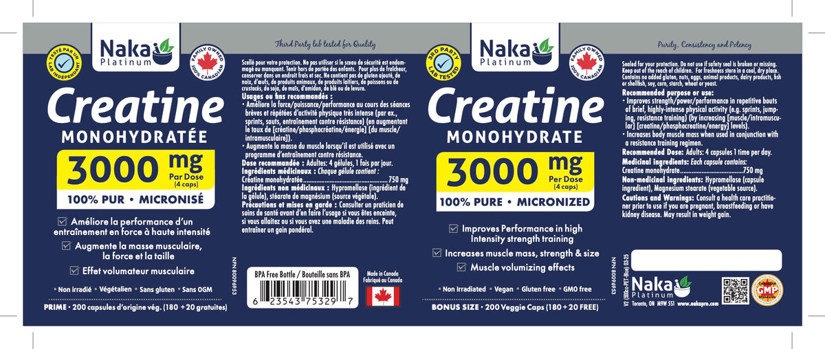 Naka Creatine Monohydrate (200 Vcaps)