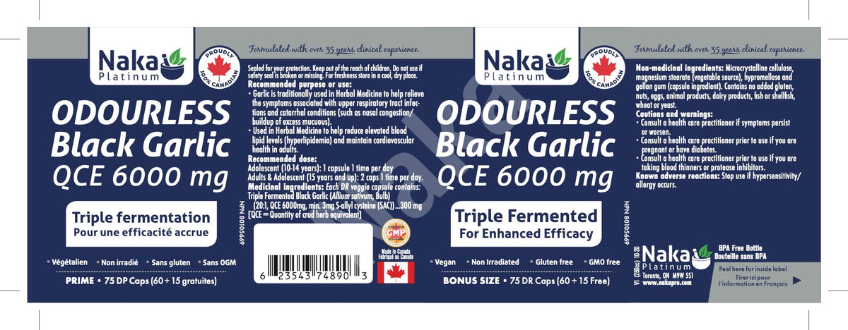 Naka Odourless Black Garlic (75 capsules)