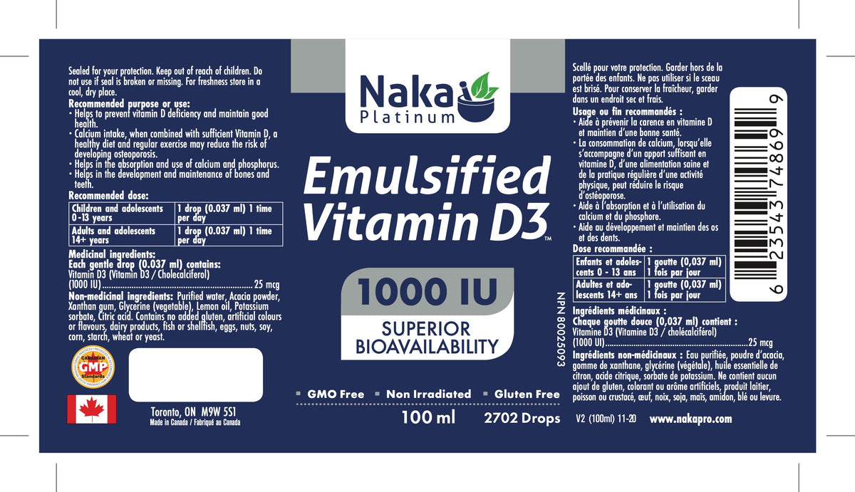 Naka Emulsified Vitamin D Drops (100ml)