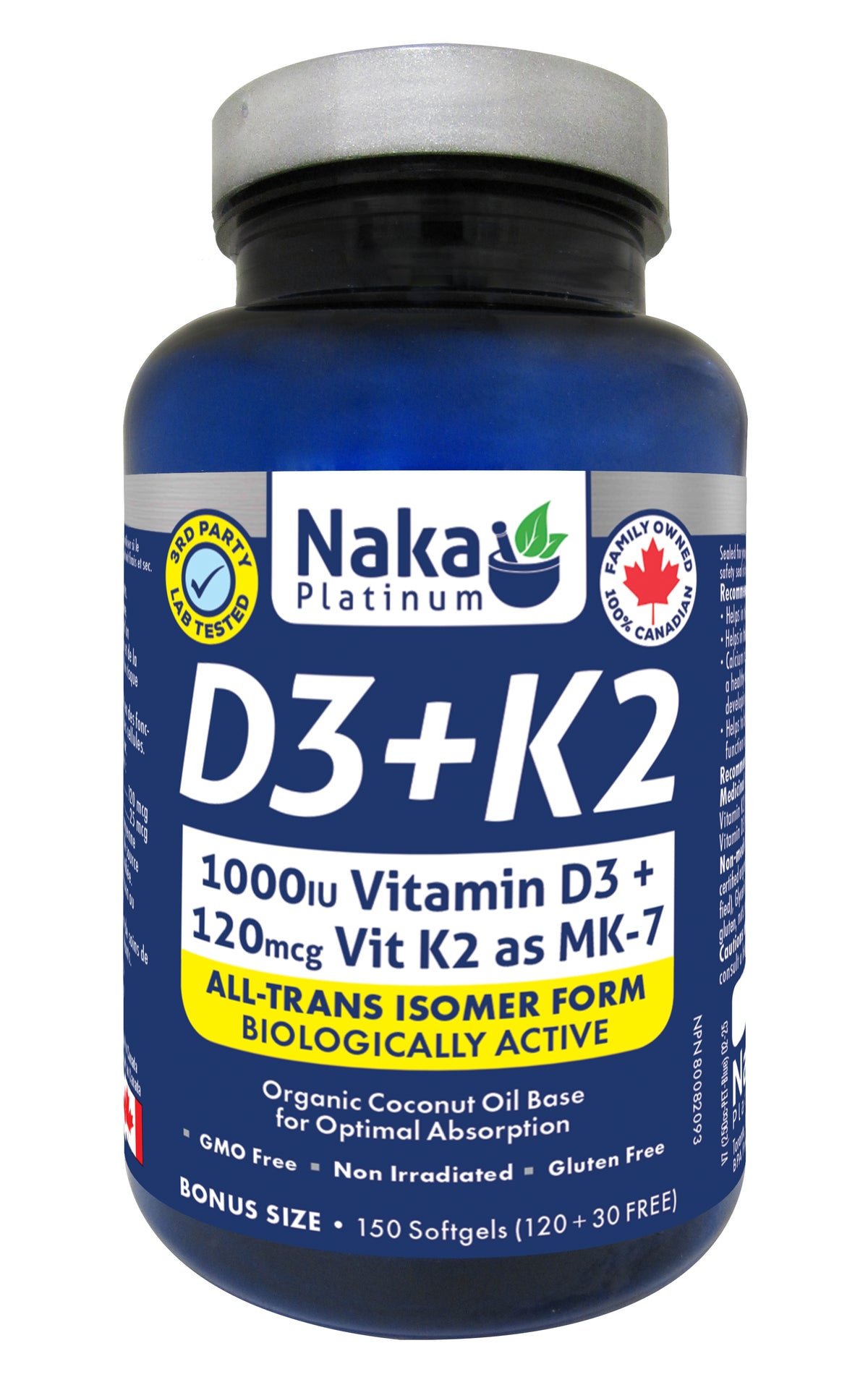 Naka D3+K2 (150 softgels)