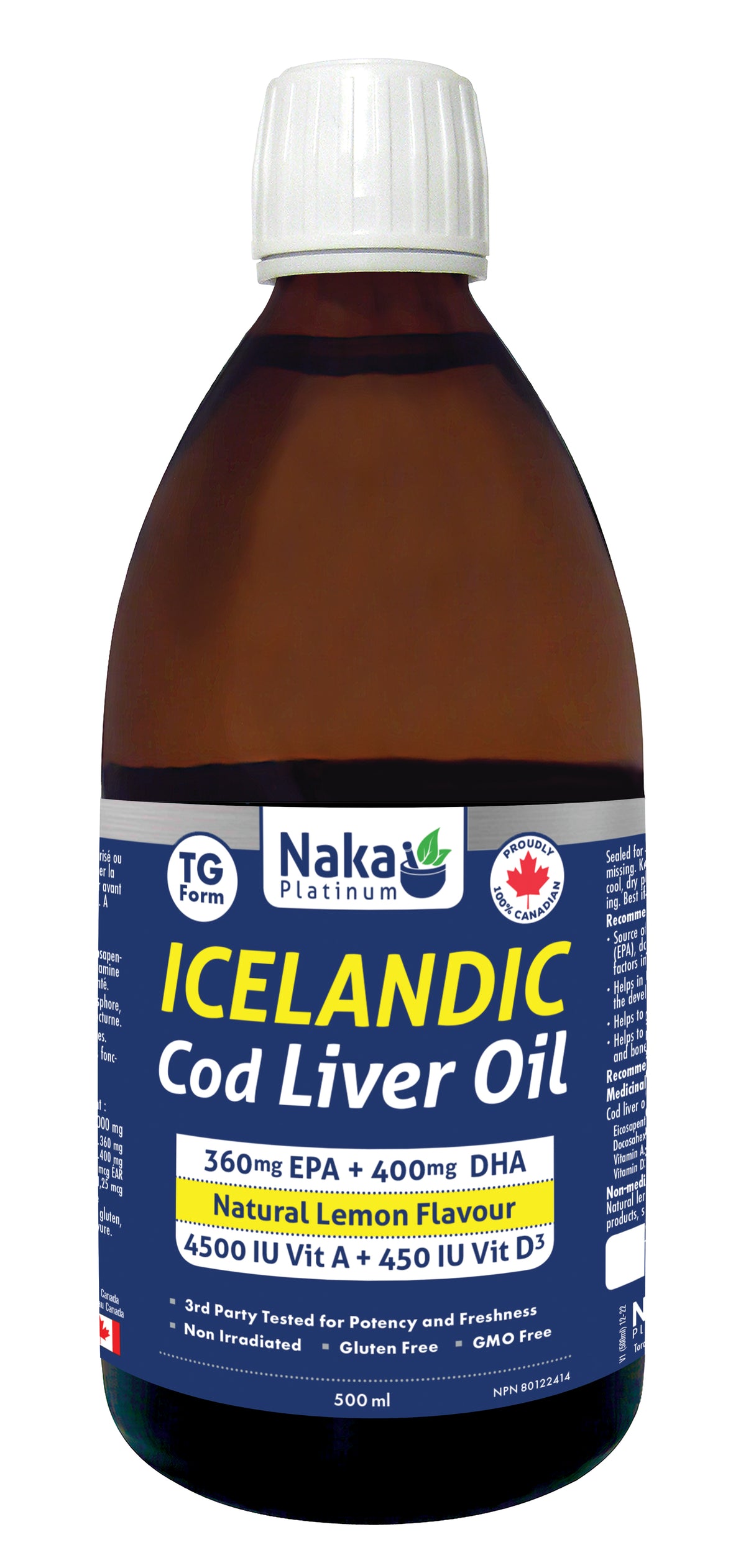 Naka Lemon Flavoured Icelandic Cod Liver Oil (500ml)