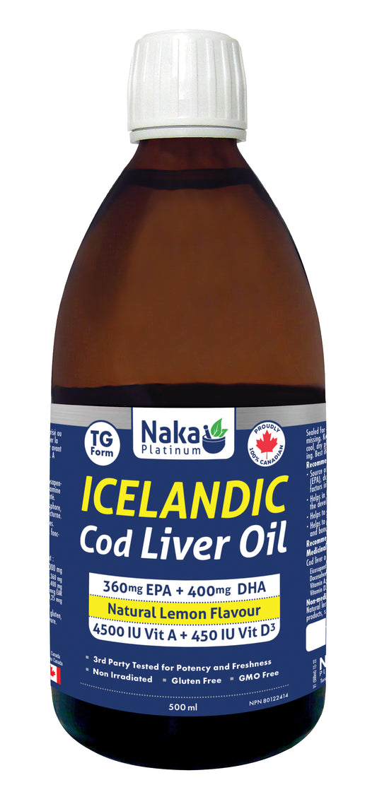 Naka Lemon Flavoured Icelandic Cod Liver Oil (500ml)