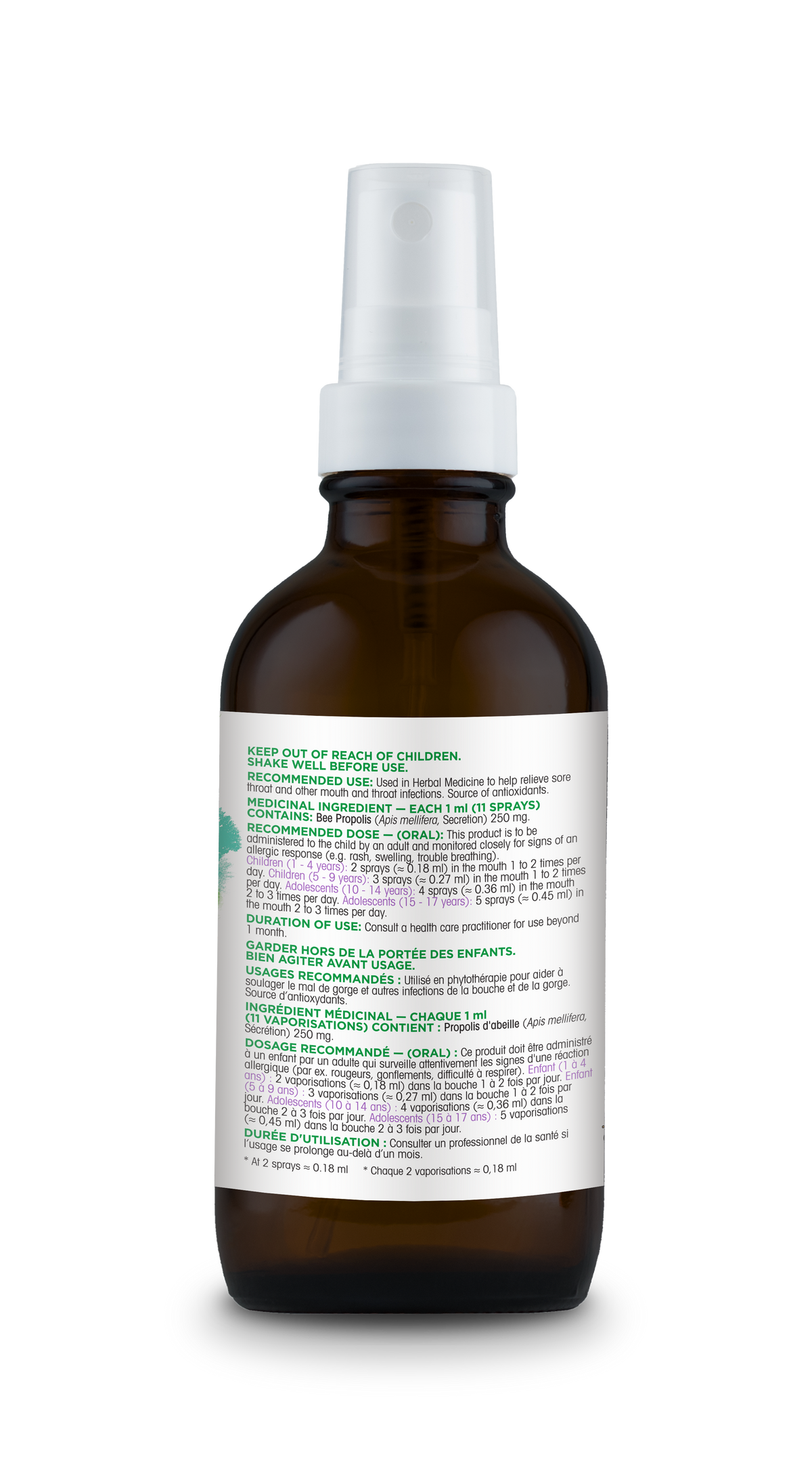 Kids Canadian Bee Propolis Spray with Elderberry