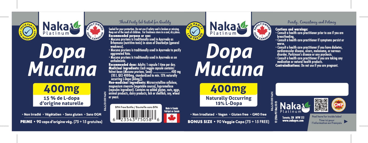 Naka Dopa Mucuna (400mg) (90 capsules)